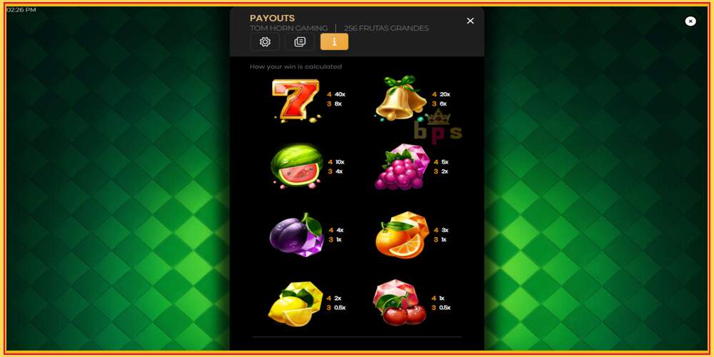 Spelslot 256 Frutas Grandes