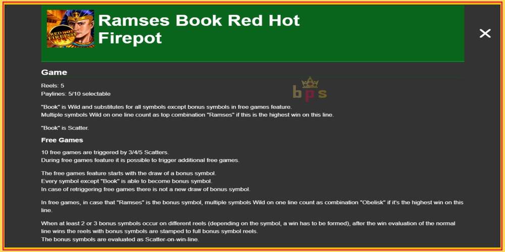 Игровой слот Ramses Book Red Hot Firepot