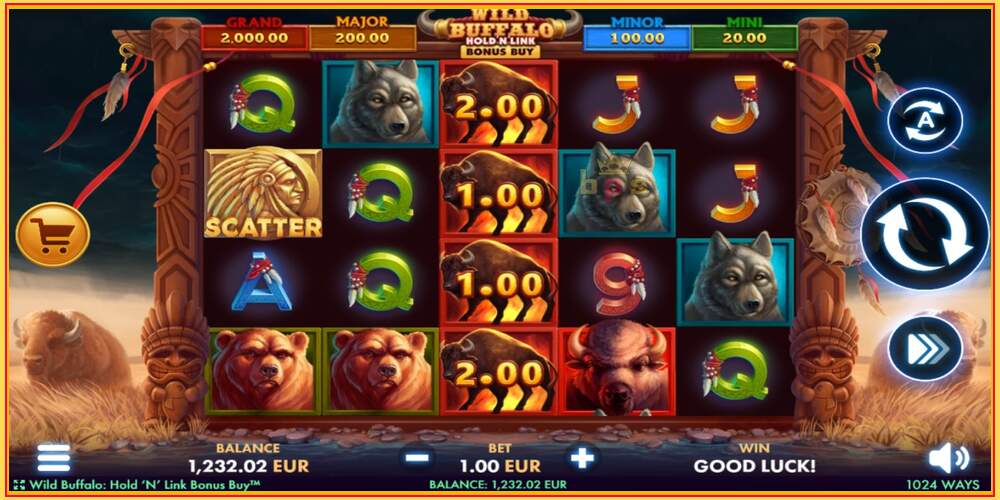 Khe trò chơi Wild Buffalo Hold N Link Bonus Buy