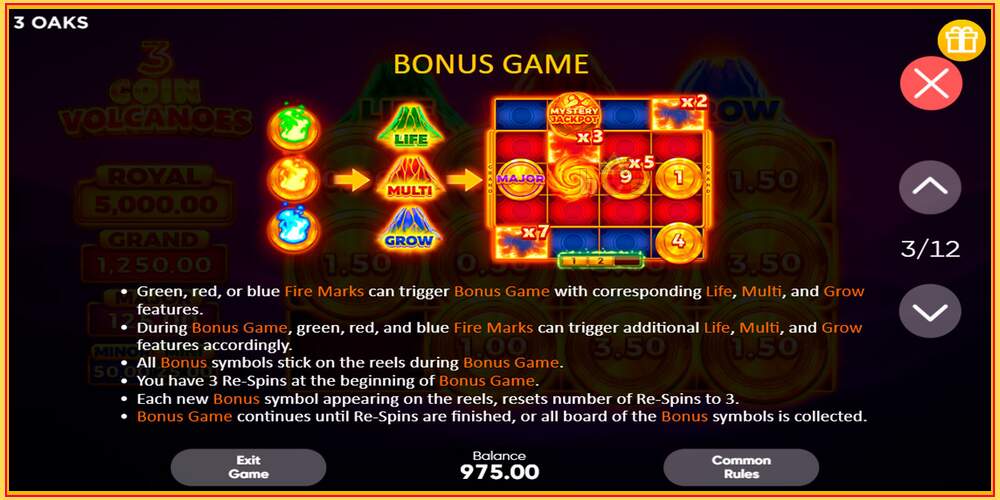 Игровой слот 3 Coin Volcanoes