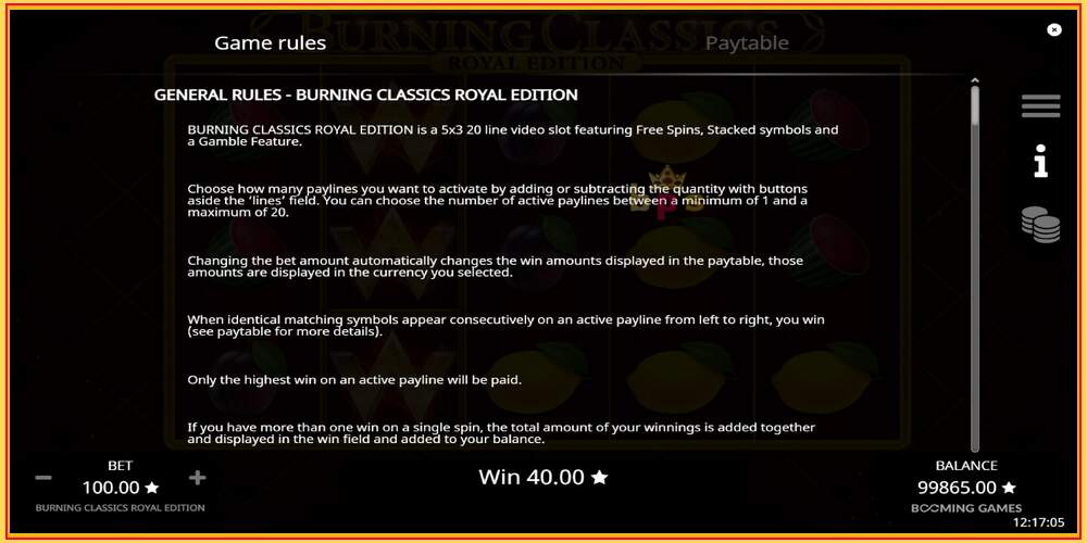 Slot permainan Burning Classics Royal Edition