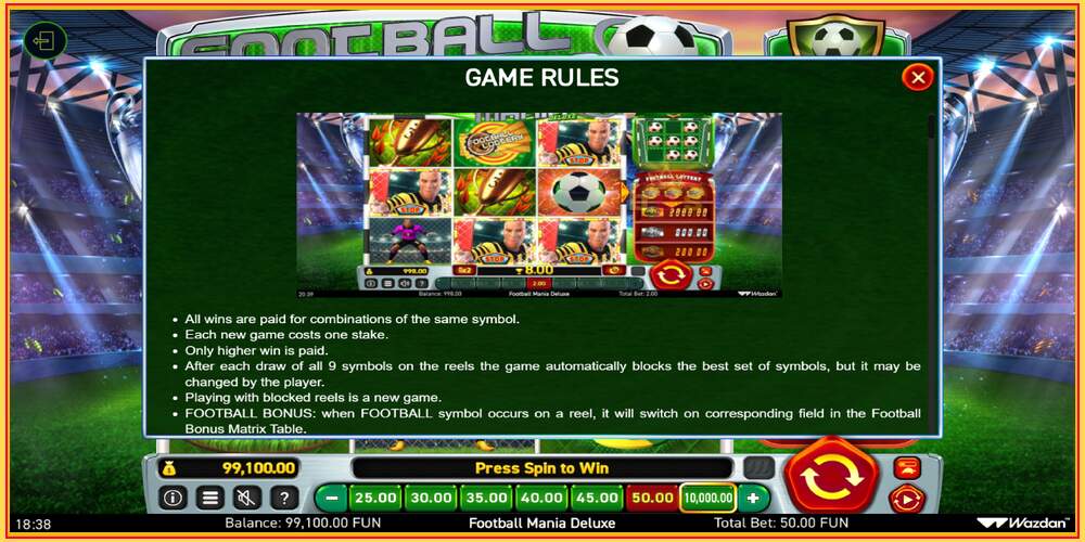 Игровой слот Football Mania Deluxe