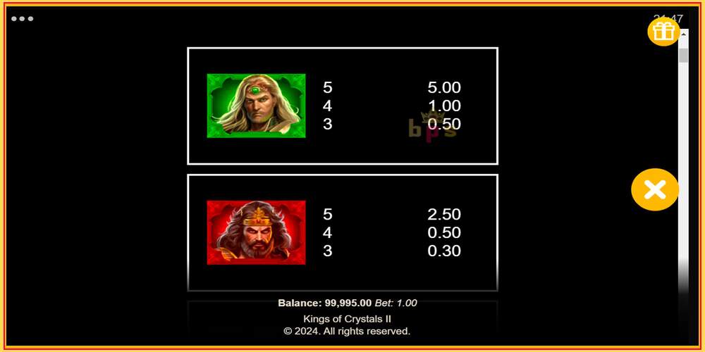 Oyun yuvası Kings of Crystals II Power Combo