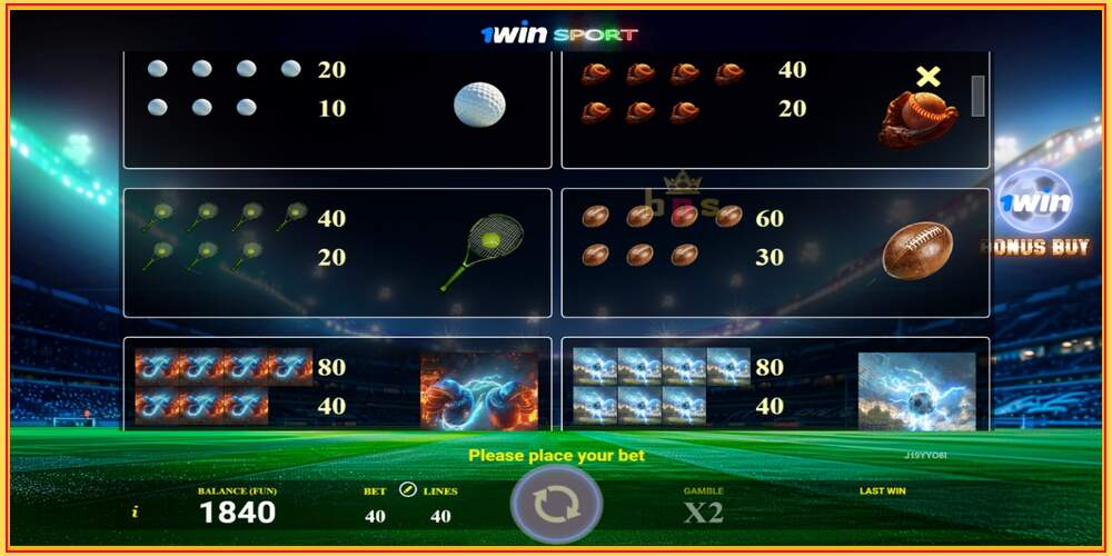 Игровой слот 1win Sport