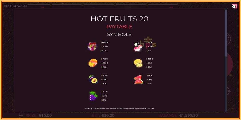 Spelslot Hot Fruits 20