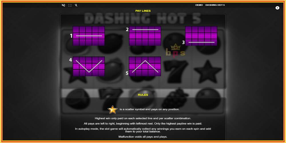 Игровой слот Dashing Hot 5