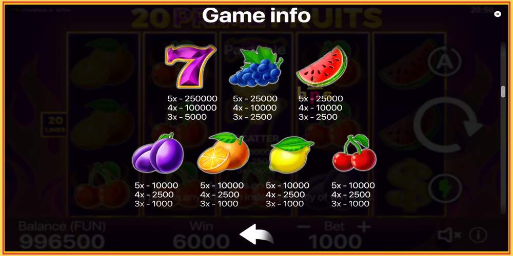 თამაშის სლოტი 20 Prime Fruits