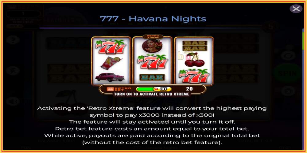 Žaidimo lizdas 777 - Havana Nights