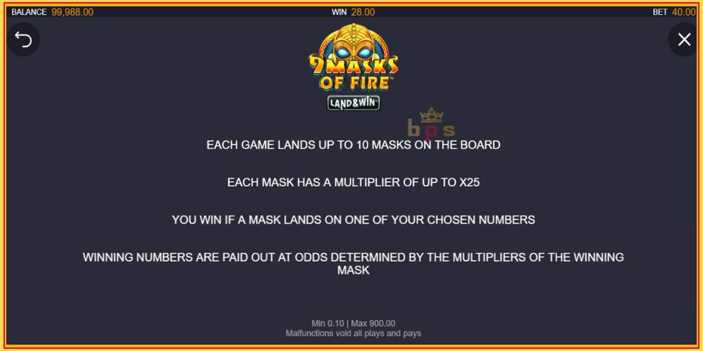 Игровой слот 9 Masks of Fire Land & Win