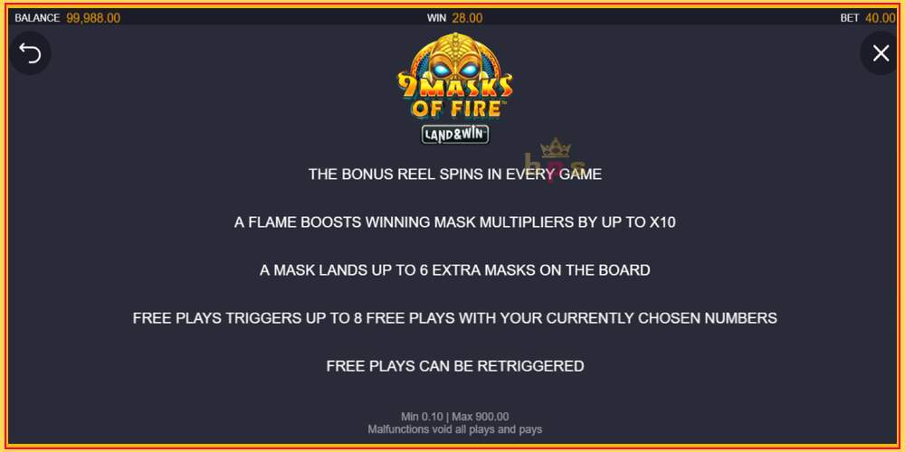 Игровой слот 9 Masks of Fire Land & Win