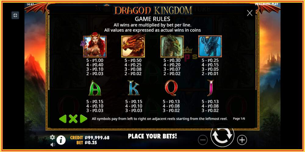 Slot permainan Dragon Kingdom