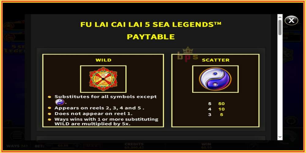 Pelipaikka Fu Lai Cai Lai 5 Sea Legends