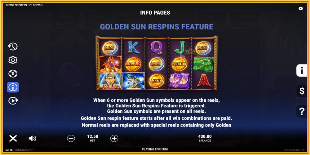 Spil slot Luxor Secrets Holdn Win