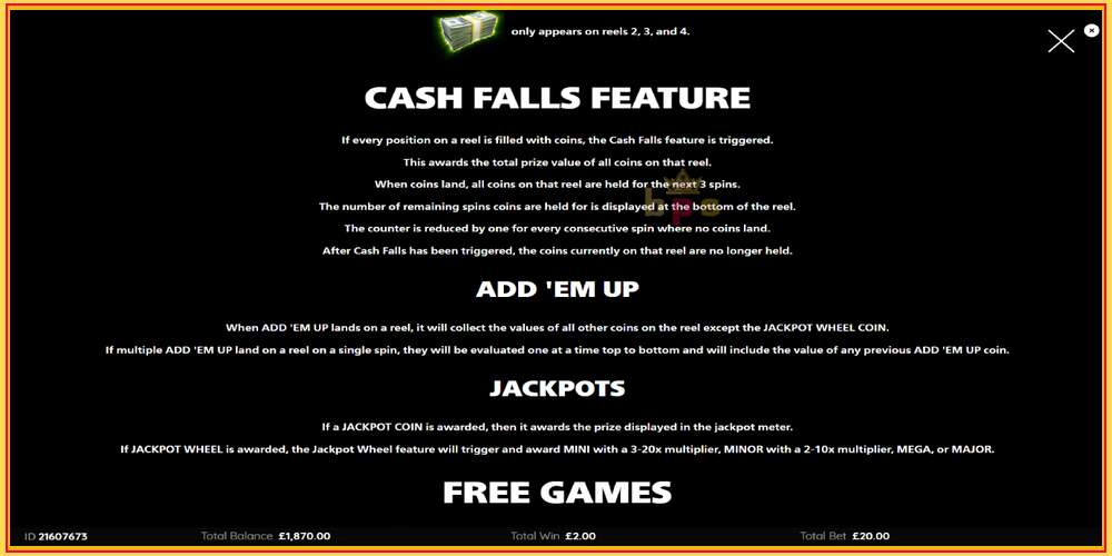 Spilleautomat Cash Falls: Add Em Up Gold