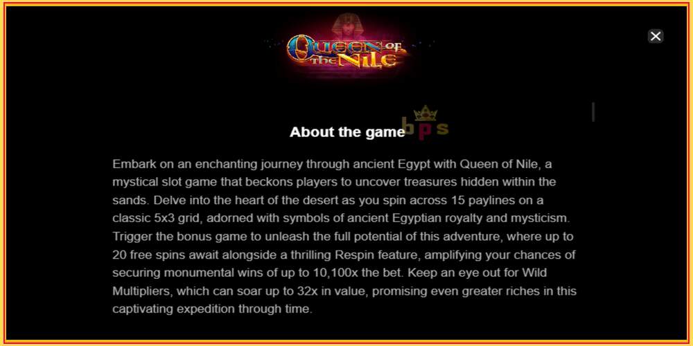 Spelslot Queen of the Nile