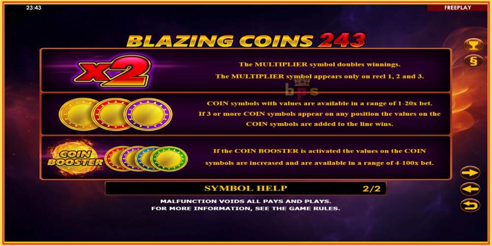 Pelipaikka Blazing Coins 243