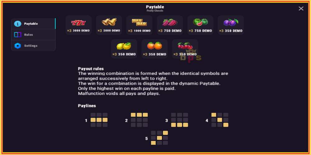 Spelslot Fruity Classic