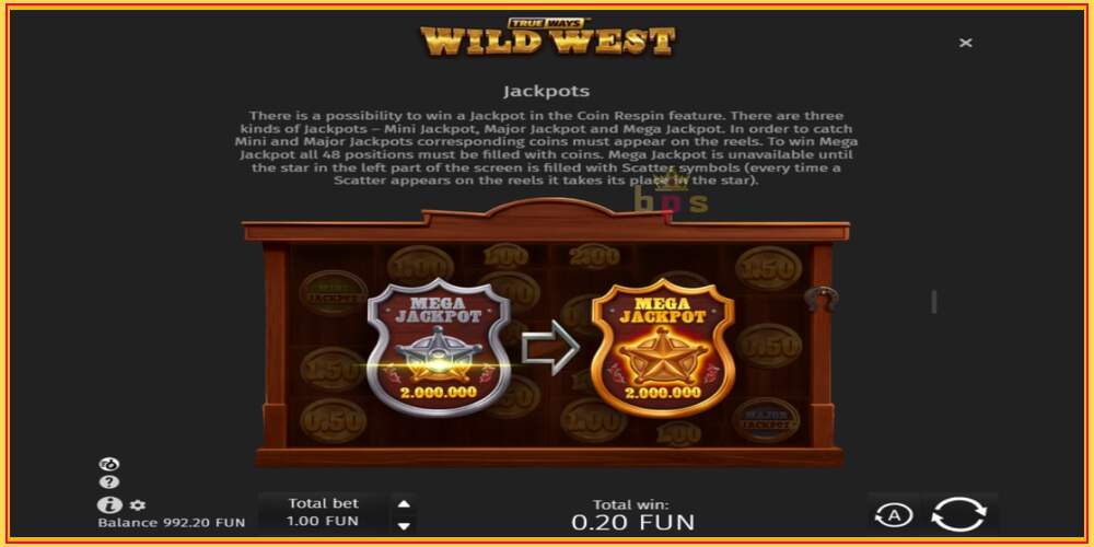 Oyun yuvası Wild West Trueways