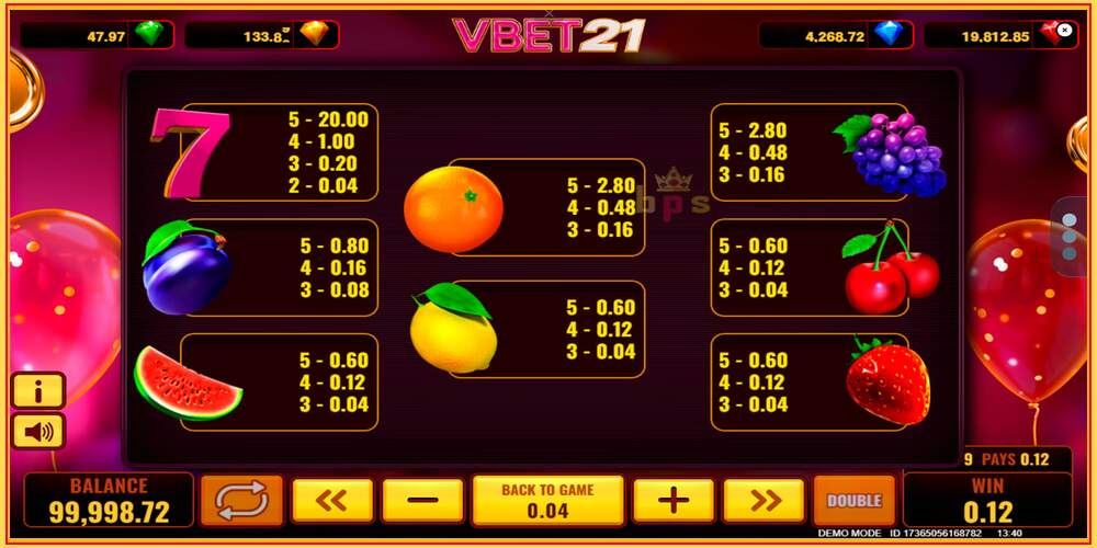 Игра слот Vbet 21