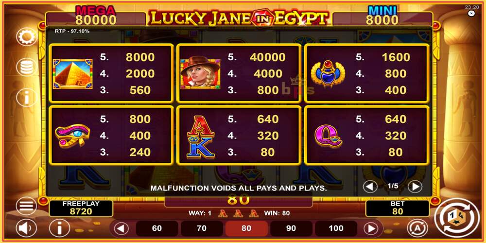 Oyun yuvası Lucky Jane in Egypt Hold & Win