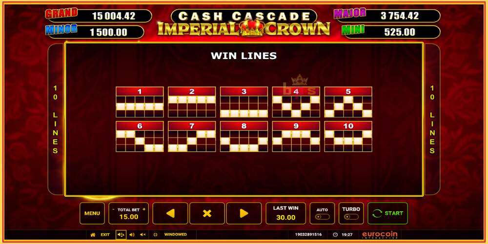 Slot di gioco Cash Cascade Imperial Crown