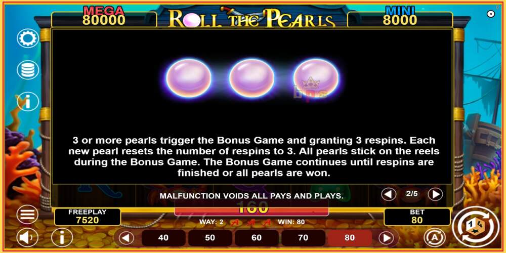 Khe trò chơi Roll The Pearls Hold & Win