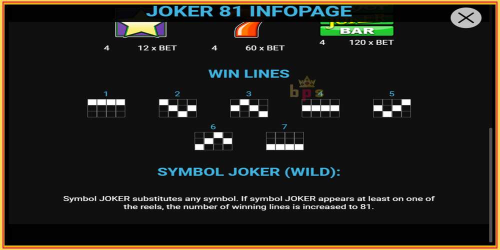 משבצת משחק Joker 81