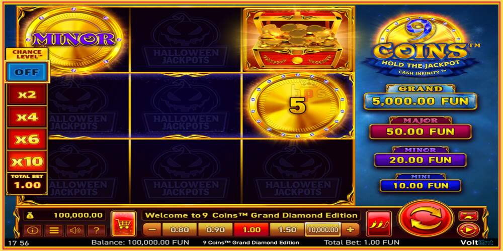 Игровой слот 9 Coins Grand Diamond Edition Halloween Jackpots