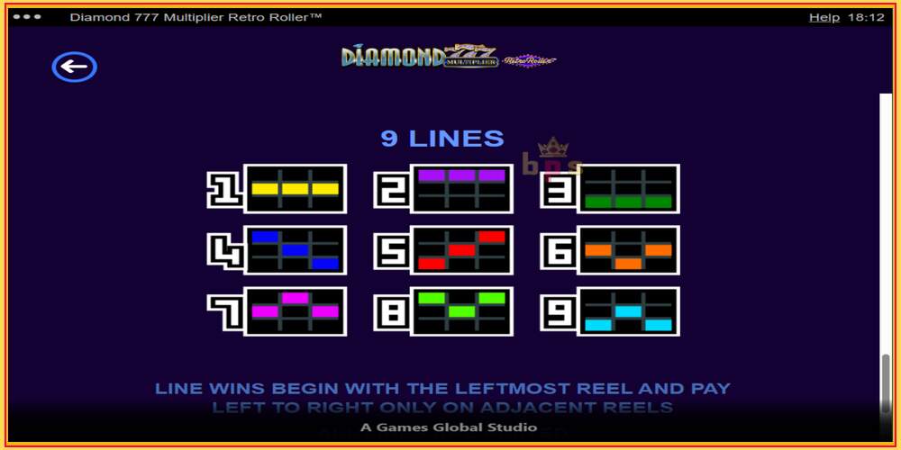 Žaidimo lizdas Diamond 777 Multiplier Retro Roller