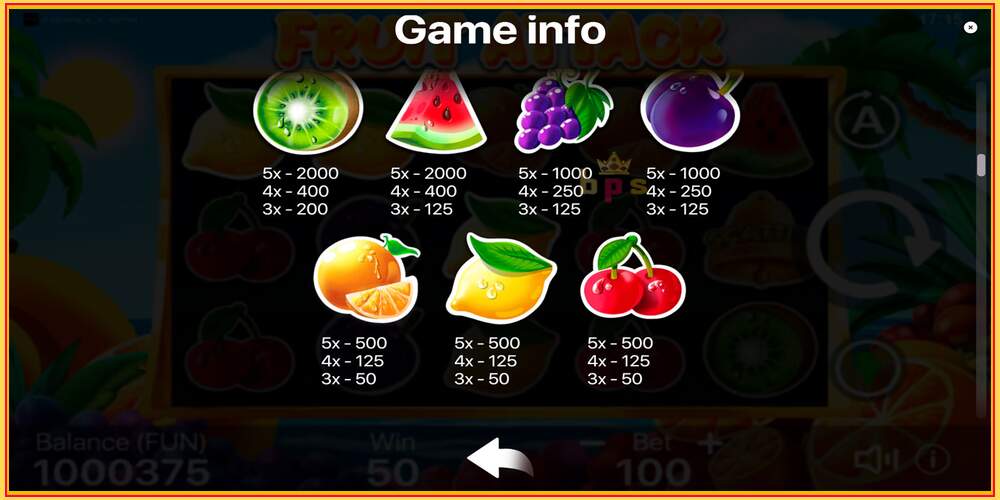 Slot de joc Fruit Attack