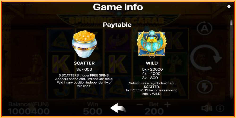 Игровой слот Spinning Scarab