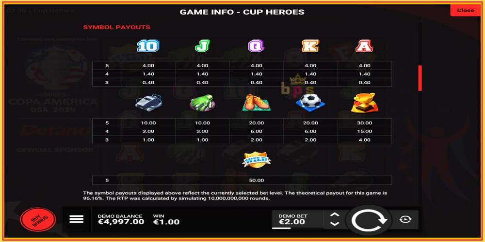 Игровой слот Cup Heroes