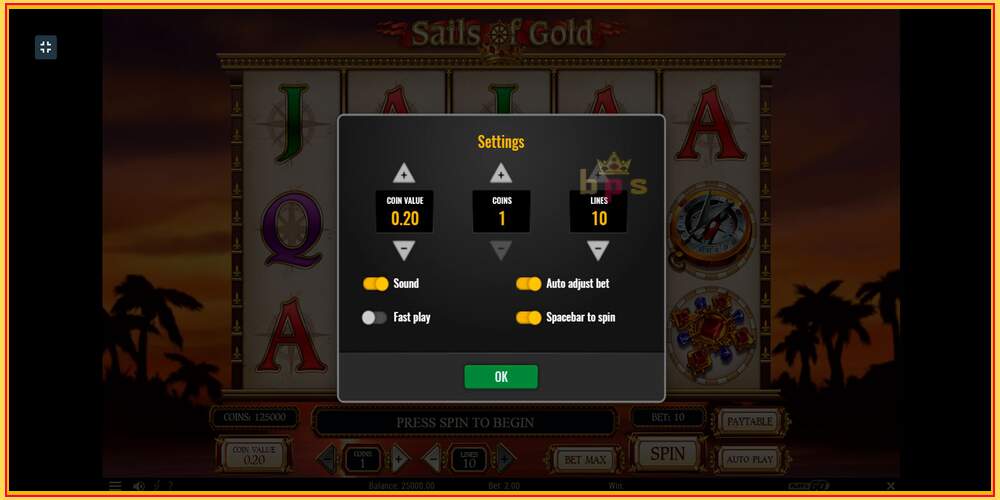 Игровой слот Sails of Gold