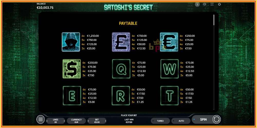 Slot permainan Satoshi’s Secret