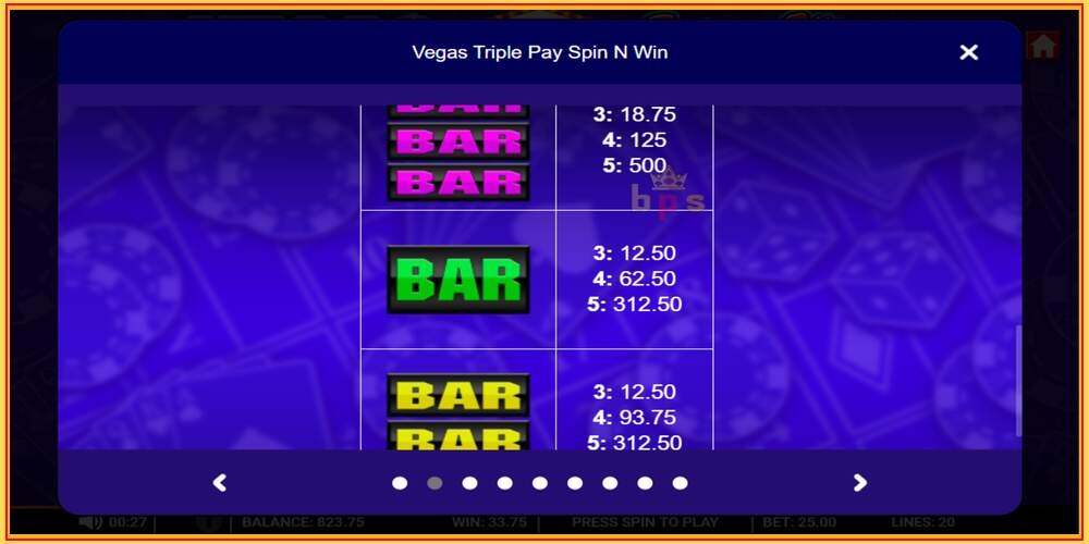 Spelslot Vegas Triple Pay Spin n Win