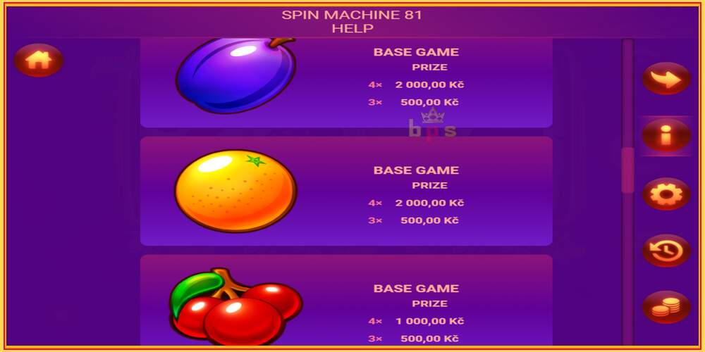 Vendi i lojës Spin Machine 81