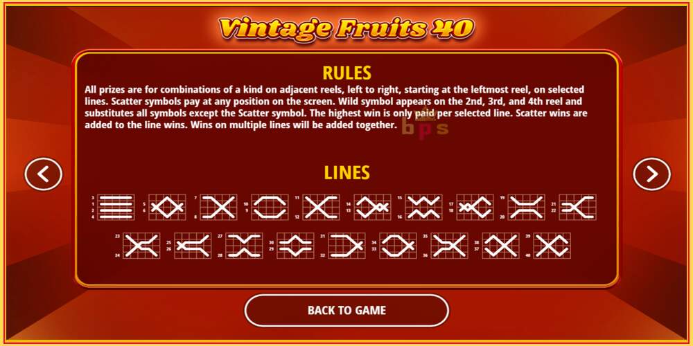 משבצת משחק Vintage Fruits 40