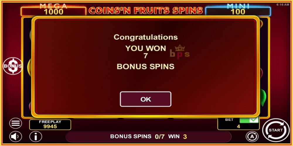 Игровой слот Coinsn Fruits Spins