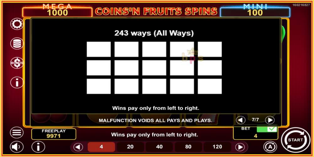 Игровой слот Coinsn Fruits Spins