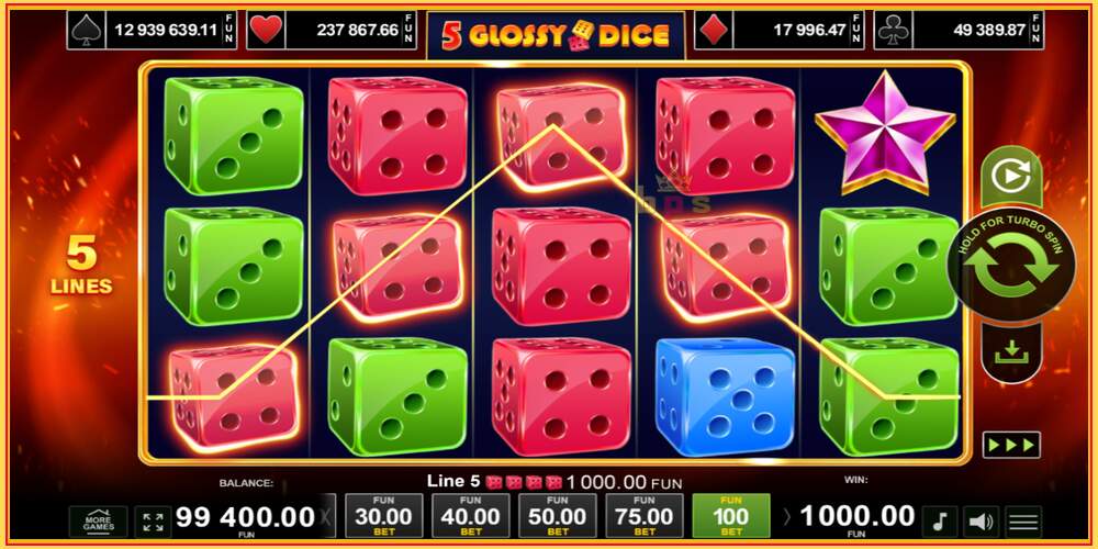 Oyun yuvası 5 Glossy Dice