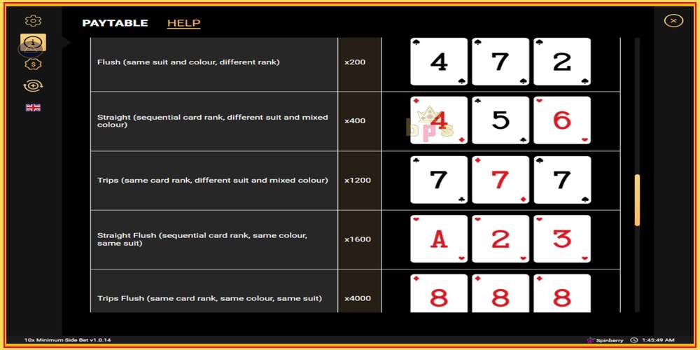 ゲームスロット 10x Minimum Side Bet