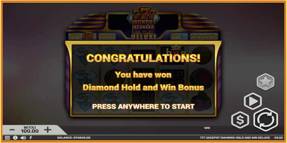 Tragamonedas de juego 777 Jackpot Diamond Hold and Win Deluxe