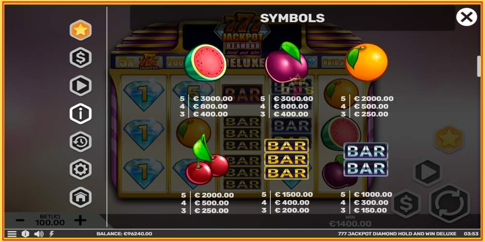 Tragamonedas de juego 777 Jackpot Diamond Hold and Win Deluxe