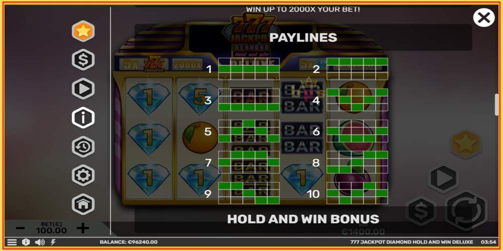 Tragamonedas de juego 777 Jackpot Diamond Hold and Win Deluxe