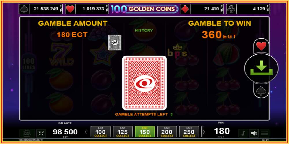 Игровой слот 100 Golden Coins