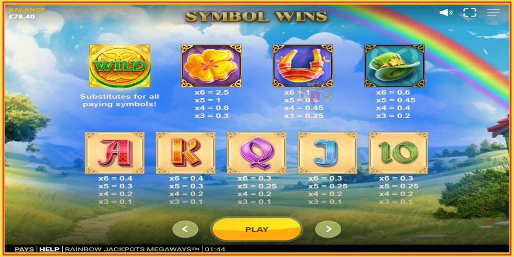 Khe trò chơi Rainbow Jackpots Megaways