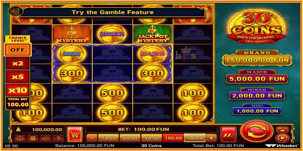 Υποδοχή παιχνιδιού 30 Coins Score The Jackpot