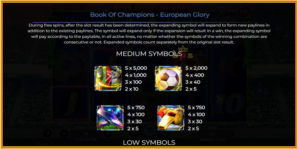 Game slot Book of Champions - European Glory