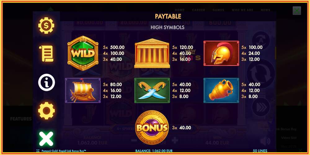 Игровой слот Pompeii Gold Rapid Link Bonus Buy