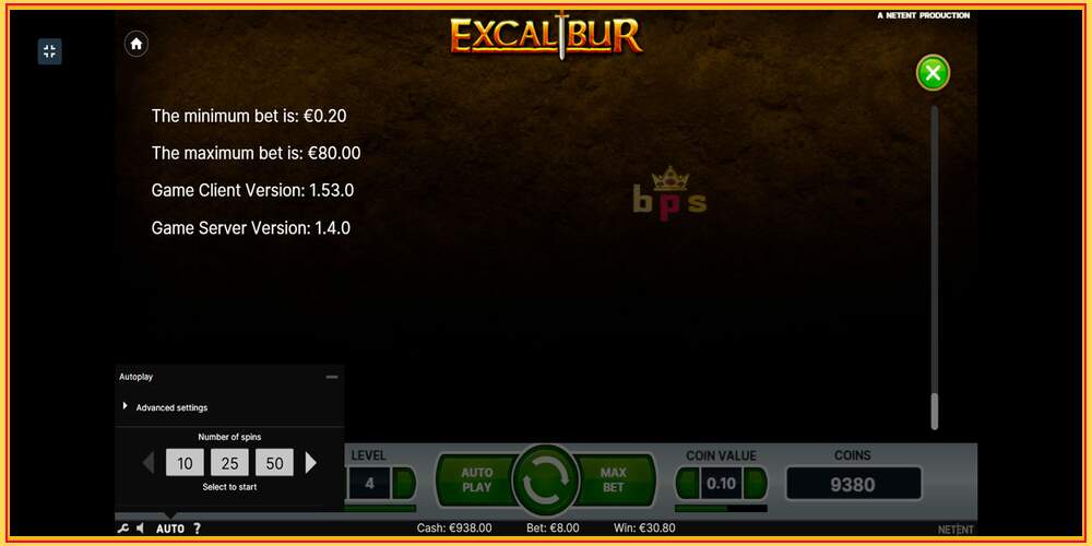 Игровой слот Excalibur